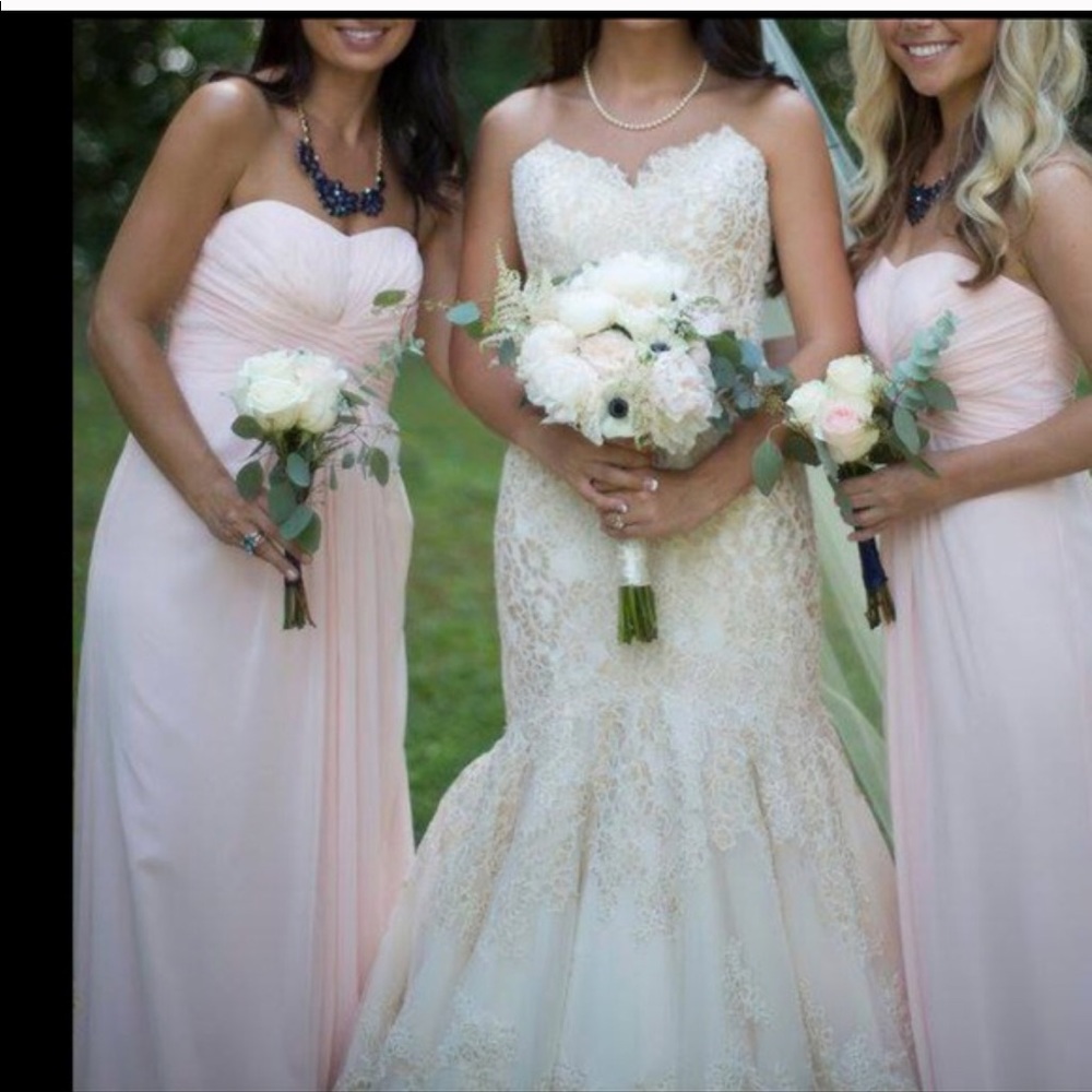 Blush strapless chiffon dress David’s bridal sz 2